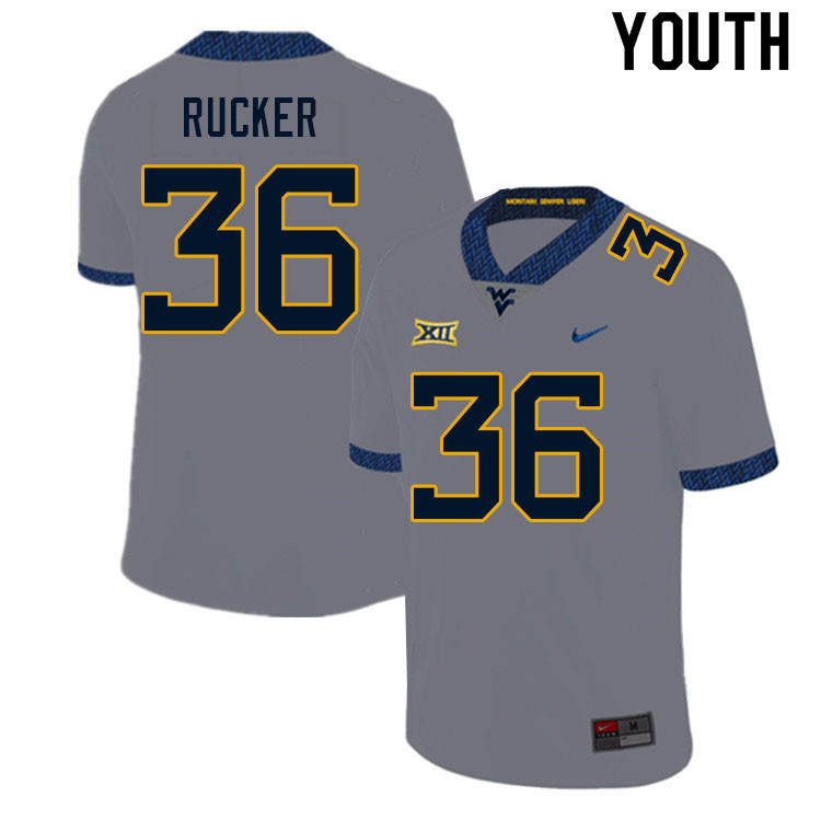 NCAA Youth Markquan Rucker West Virginia Mountaineers Gray #36 Nike Stitched Football College Authentic Jersey LY23M27CI